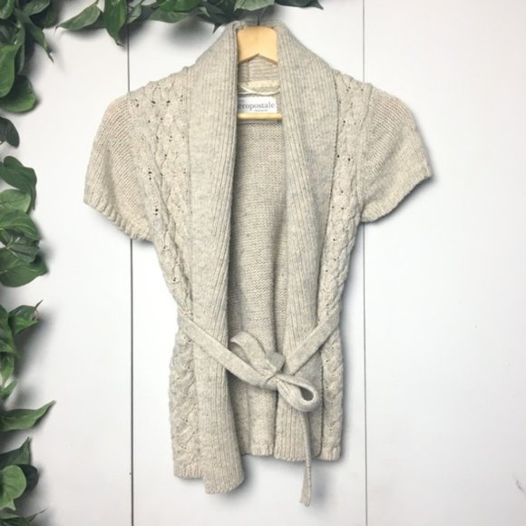 Aeropostale Cowl Neck Knit Cardigan Beige | Medium - Picture 2 of 4